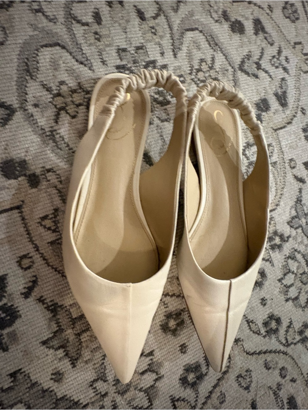 Cream Slingback Pointed-Toe Flats